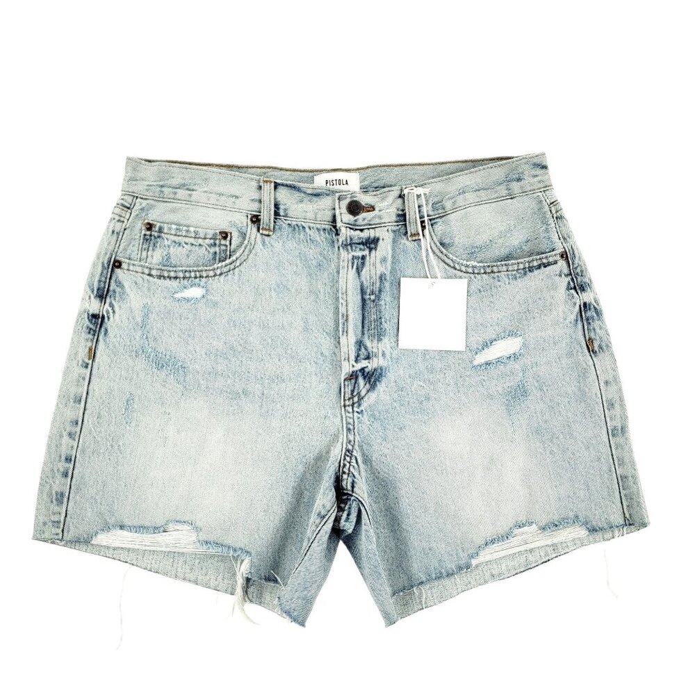Pistola Devin Button Fly High Rise Mom Cut Off Jean Shorts 32 (Measures 34) NWT